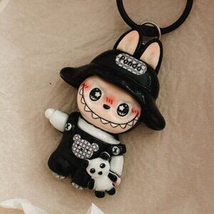 New Popular Hot! mini black Mocha bunny Labubu Baby keychain dangeler figure